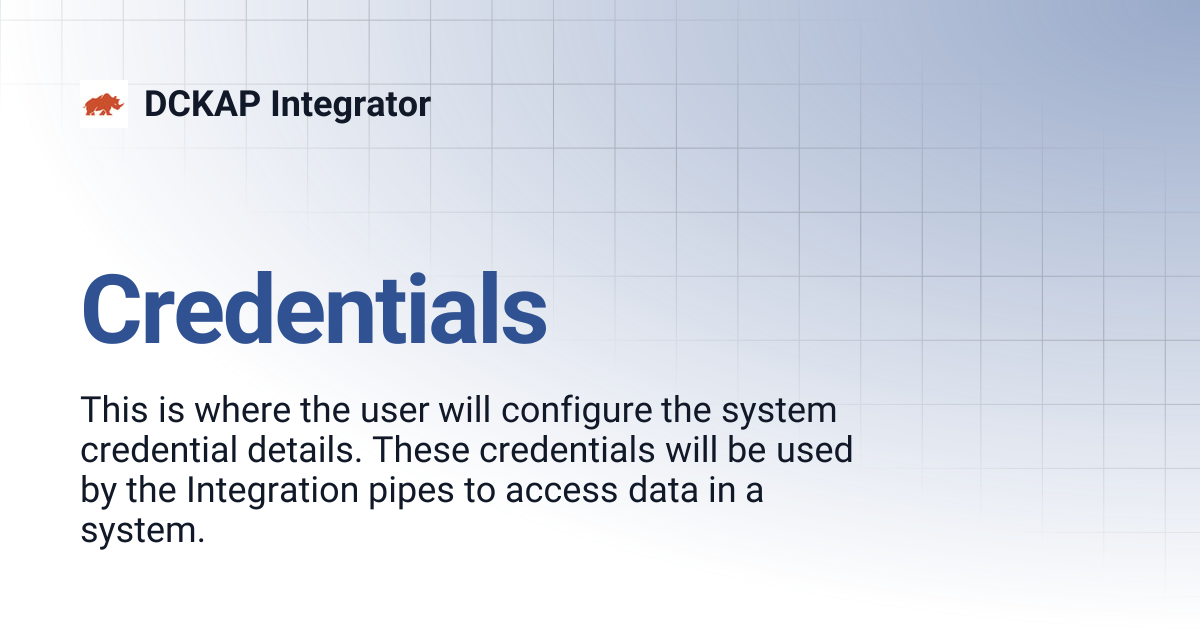 Credentials | DCKAP Integrator